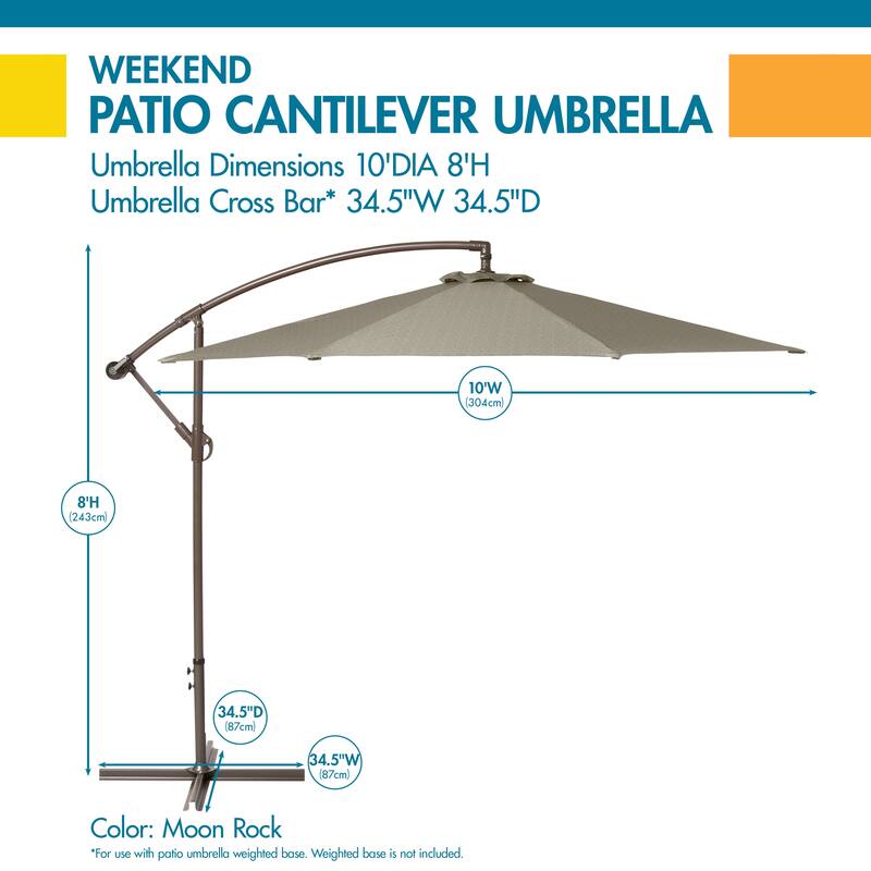 Duck Covers Weekend 10 Feet Patio Cantilever Umbrella, Base Included