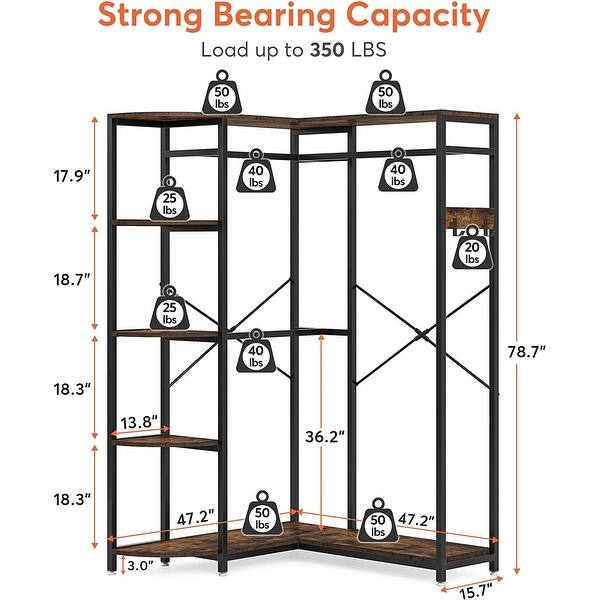 L-Shape Clothes Rack. Freestanding Corner Garment Rack with Open ...