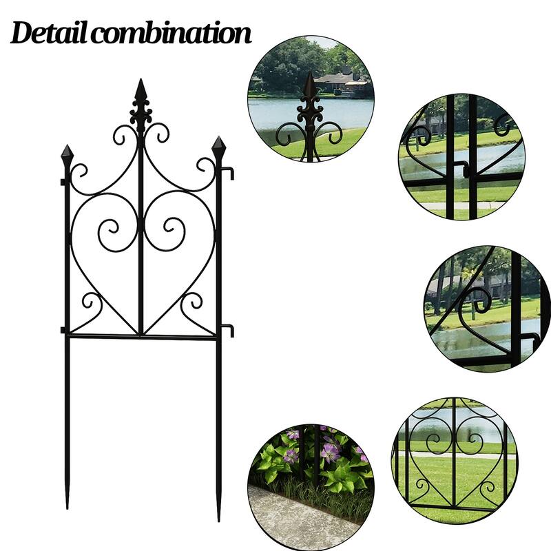 Metal Decorative Garden Fence(5 Panels)Metal Border Folding Fence