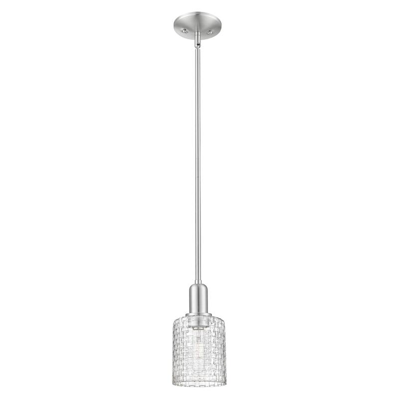 Innovations Lighting Endless Possibilities Arcadia - Cobbleskill - 1 Light 5" Basketweave Stem Hung Mini Pendant - Brushed Satin Nickel