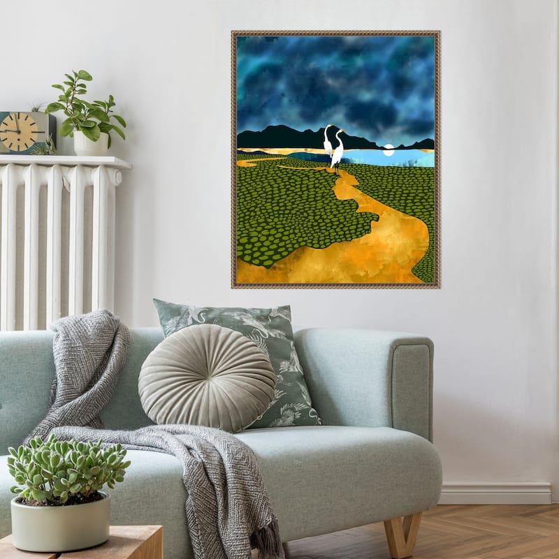 Great Egrets On Honeymoon Island by Uma Gokhale Framed Canvas Wall Art
