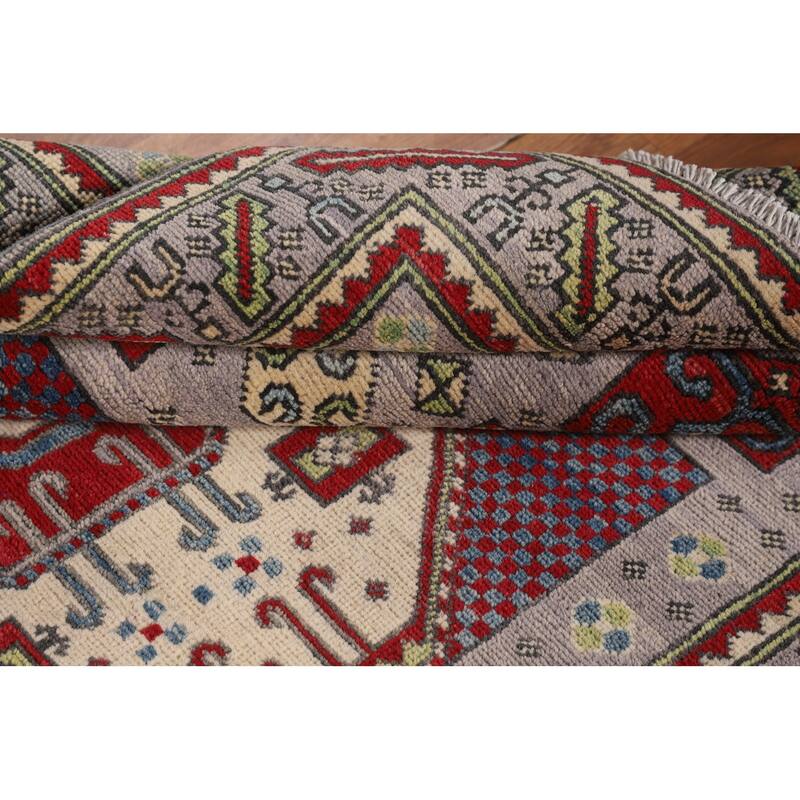 Kazak Oriental Area Rug Handmade Blue Traditional Wool Carpet - 3'11" x 5'11"