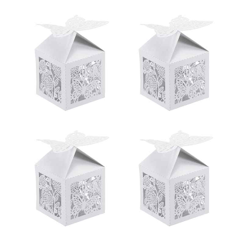 25Pcs Paper Hollow Butterfly Laser Cut Favor Boxes Candy Boxes