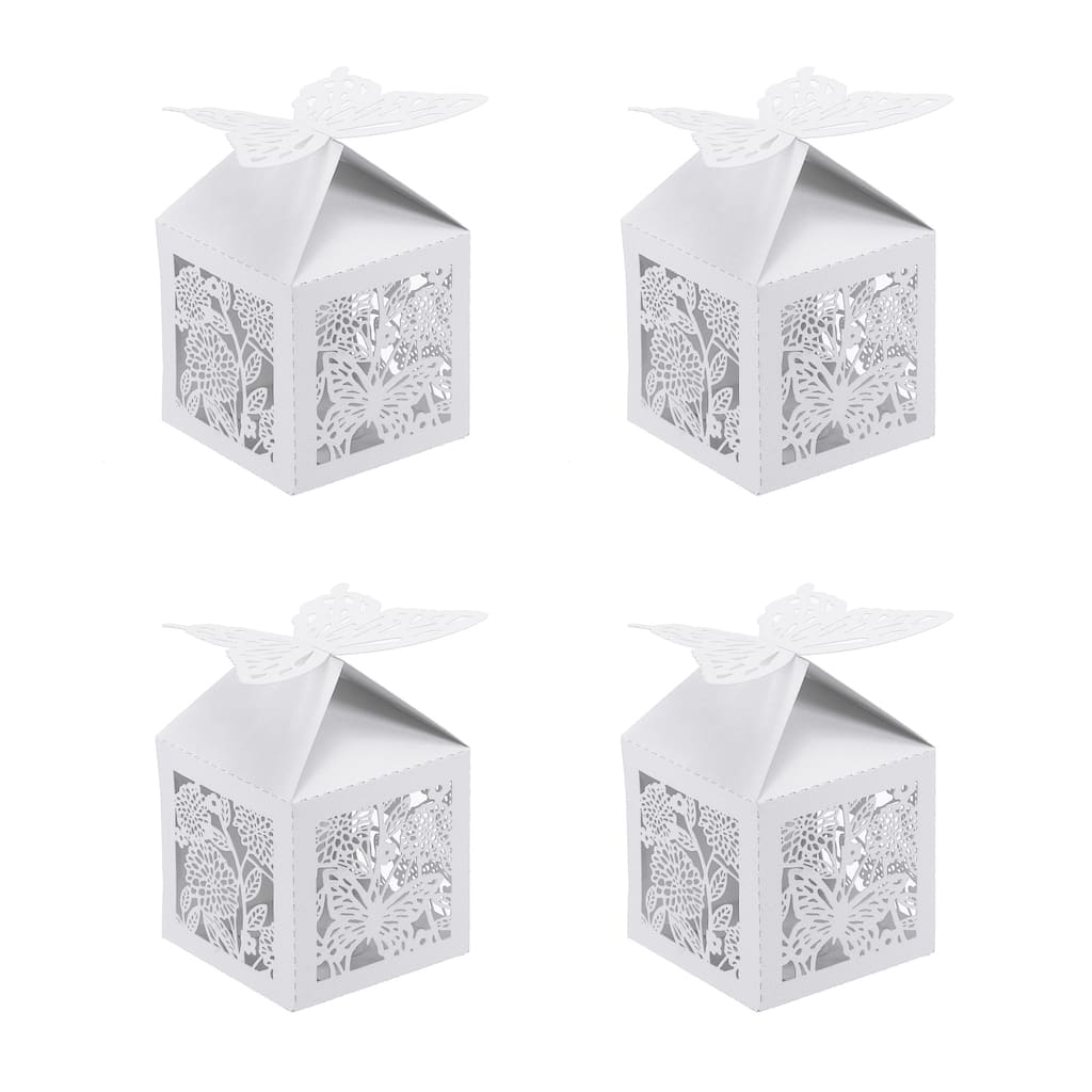 25Pcs Paper Hollow Butterfly Laser Cut Favor Boxes Candy Boxes