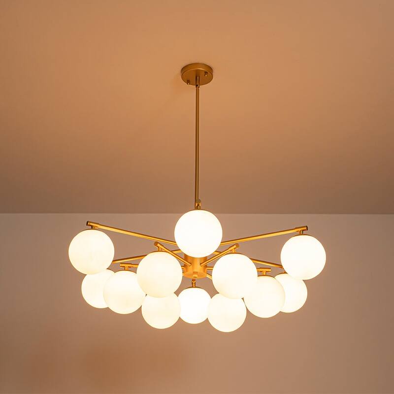 Mid-Century Tiered Milky Glass Globe Sputnik Bubble Ceiling Light