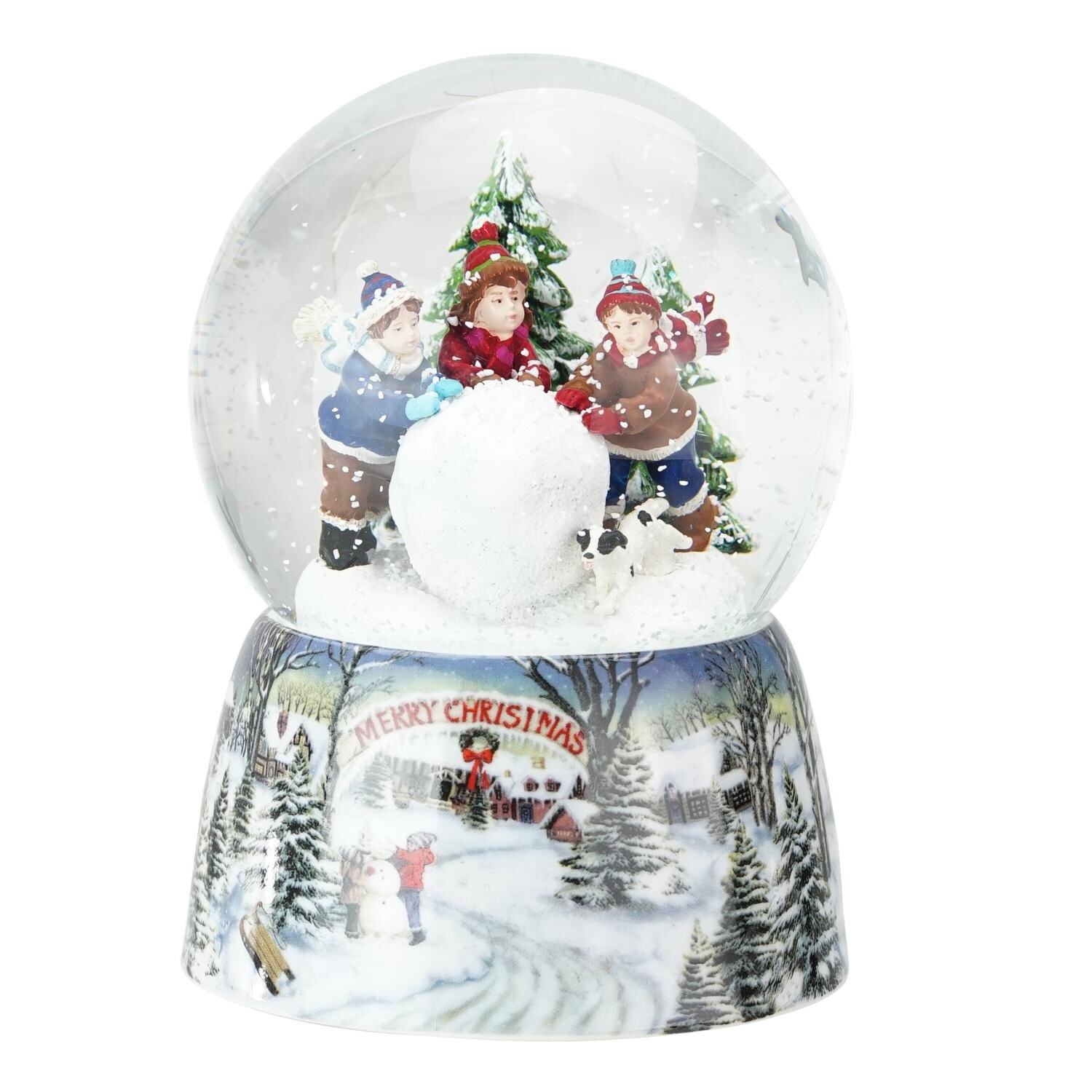 5 5 Red Green And White Kids Rolling Snowball Merry Christmas Musical Snow Globe