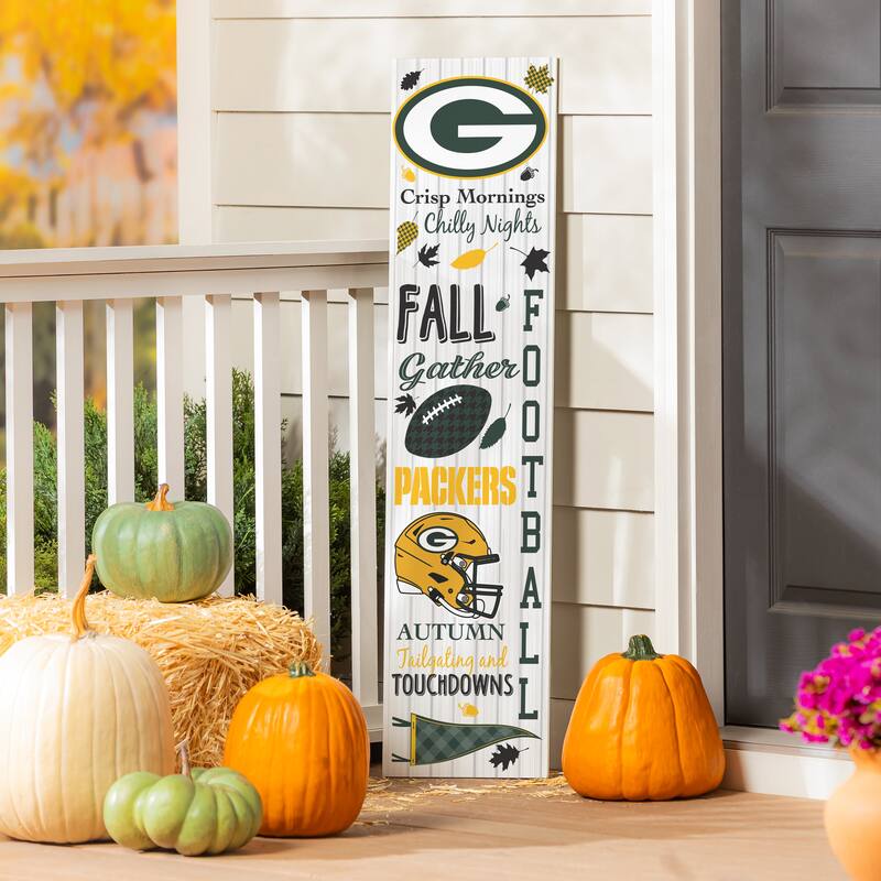 47" Double Sided Seasonal Porch Leaner, Green Bay Packers - 47" x 11.25" - Fall