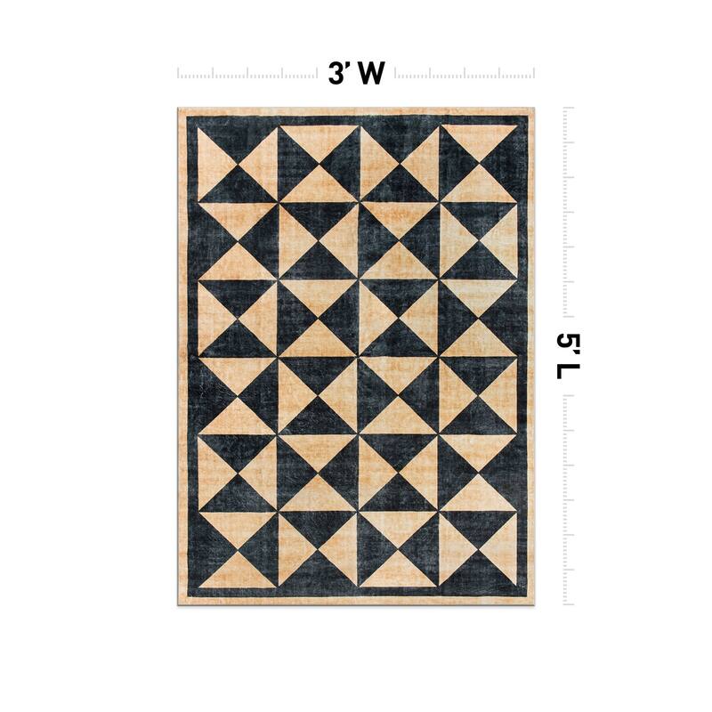 World Rug Gallery Geometric Diamond Washable Non Slip Area Rug