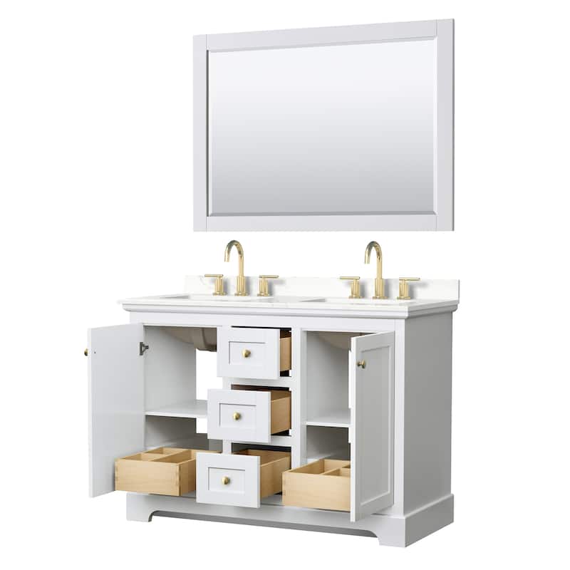 Avery 48-inch Double Vanity, Quartz Top, 46-inch Mirror