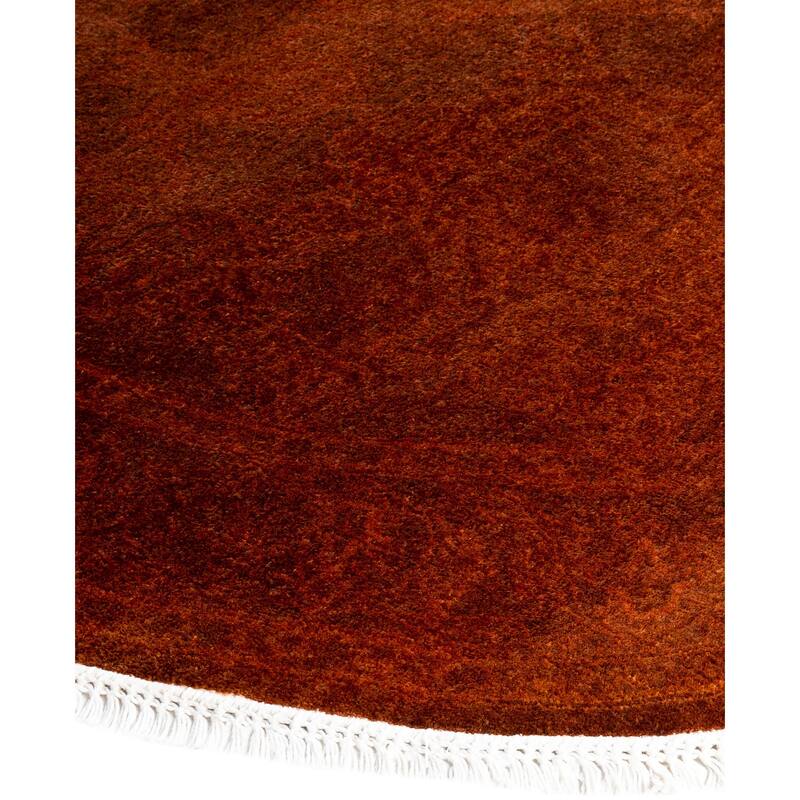 Overdyed One-of-a-Kind Hand-Knotted Area Rug - Orange - 4' 1" x 4' 1"