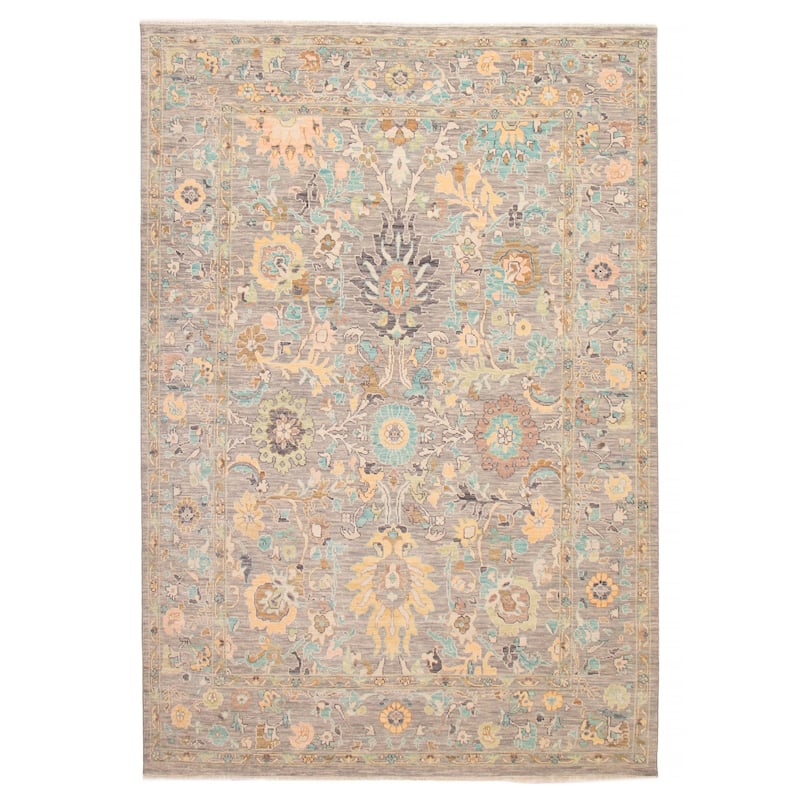 ECARPETGALLERY Hand-knotted Modern Oushak Grey Wool Rug - 10' x 14' 4" - Grey - 10' x 14' 4" - Rectangle