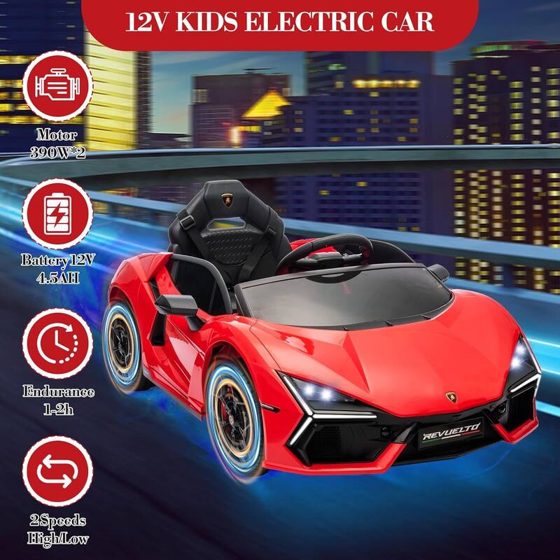 12V Kids Ride on Car Toy, Licensed Lamborghini Revuelto for Kids Best Gift
