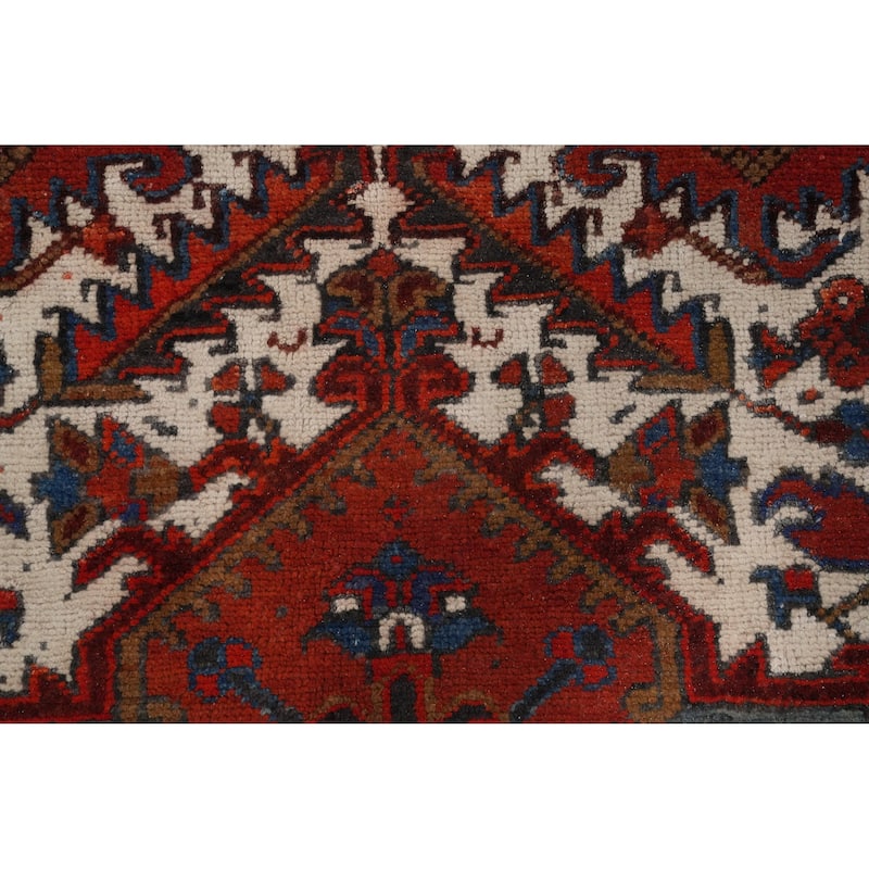 Hand Knotted Oriental 100% Wool Carpet Traditional Medallion Red Heriz Area Rug - 11' 4'' X 8' 8''