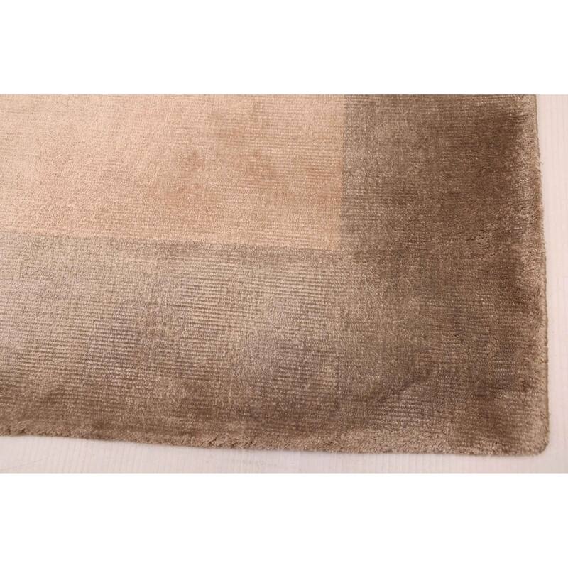 ECARPETGALLERY Hand Loomed Kashkuli Gabbeh Taupe Viscose Rug - 6'7 x 9'8