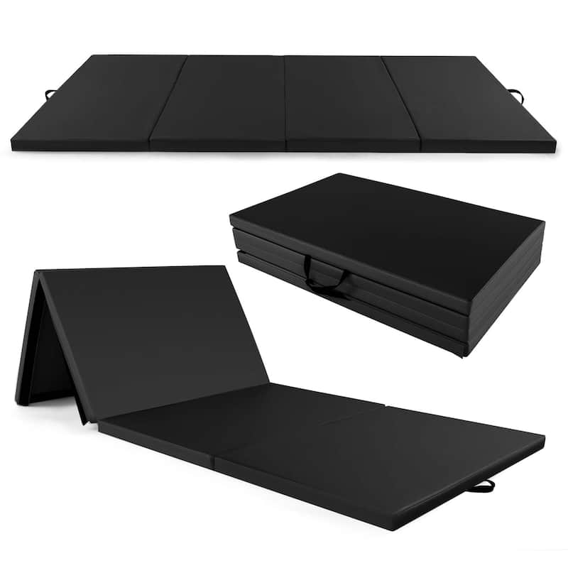 4-Panel Folding Exercise Mat with Carrying Handles for Gym Yoga