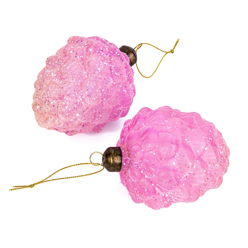 Pine Cone Glass Christmas Tree Ornament Set of 2 - 3.15"
