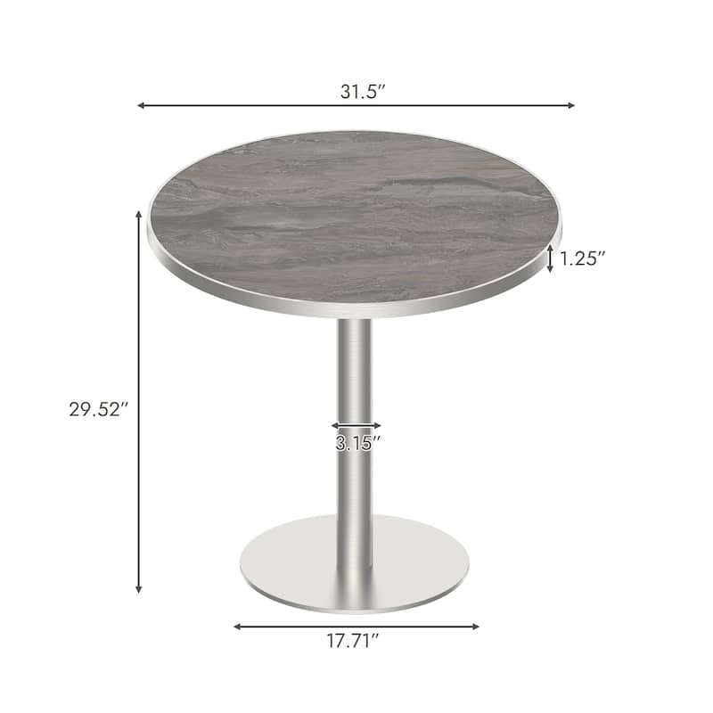 Square Modern Dinning Table 31.5 inches Bistro Table Tulip Table with Faux Marble top, Sturdy Metal Frame Diameter