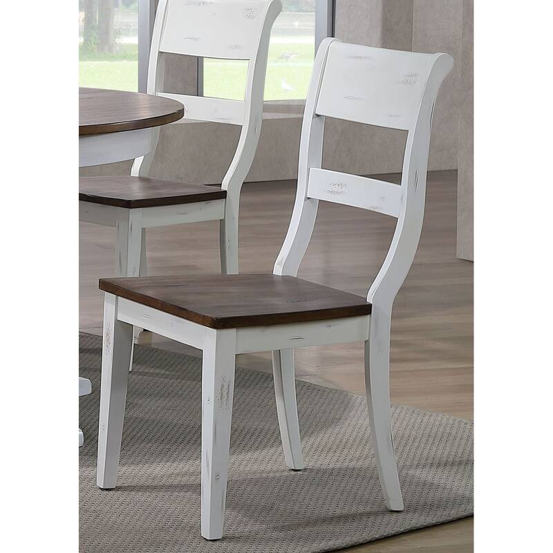 Double Transitional Pedestal Distressed White Dining 7-Piece Set