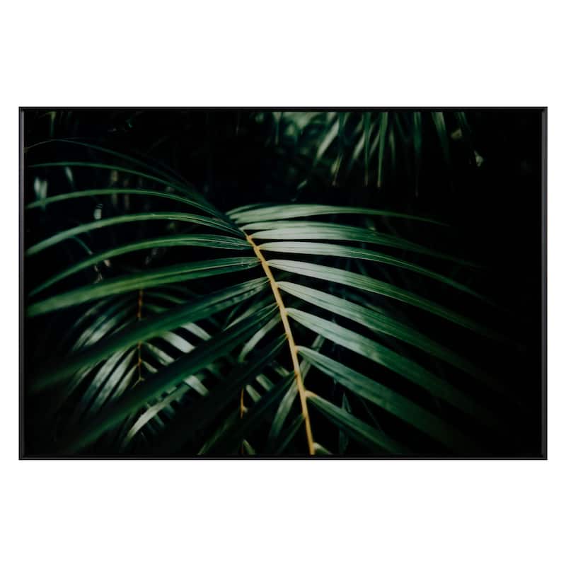 Safari Leaves Glass Wall Art with Black Frame - Green