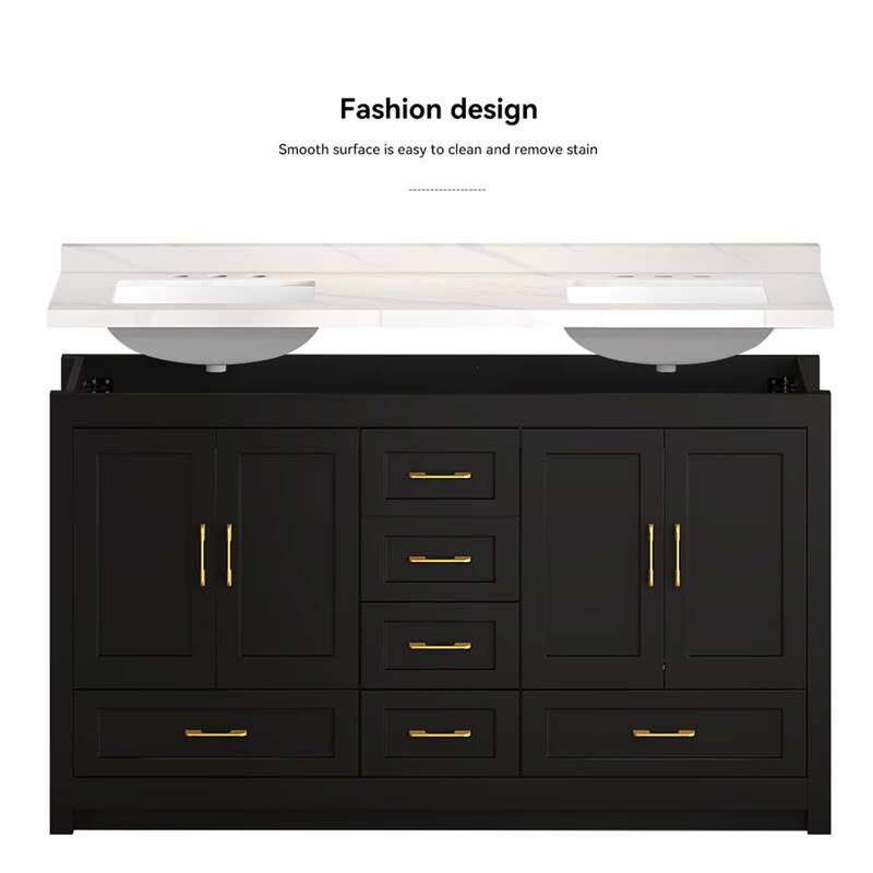 60" Bathroom Vanity Abundant Storage Cabinet - 4 Soft Close Doors and 5 Drawers