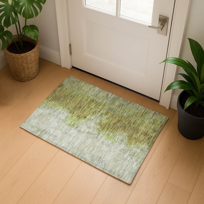 Premium Washable Super Soft Abstract Ombre Mayfield Rug - Olive - 1'8" x 2'6"