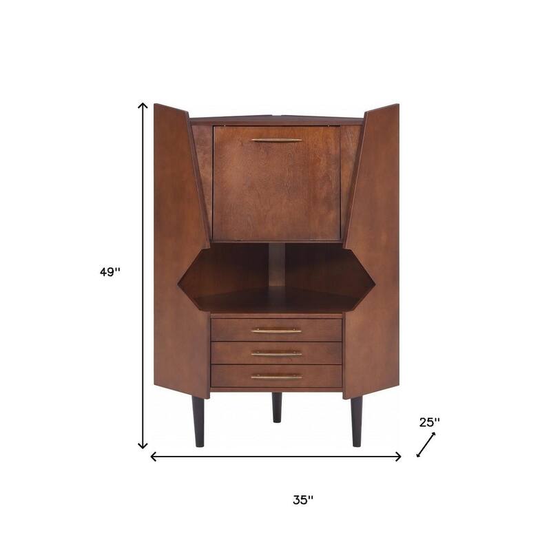 HomeRoots Cosmo Brown and Black Corner Bar Cabinet