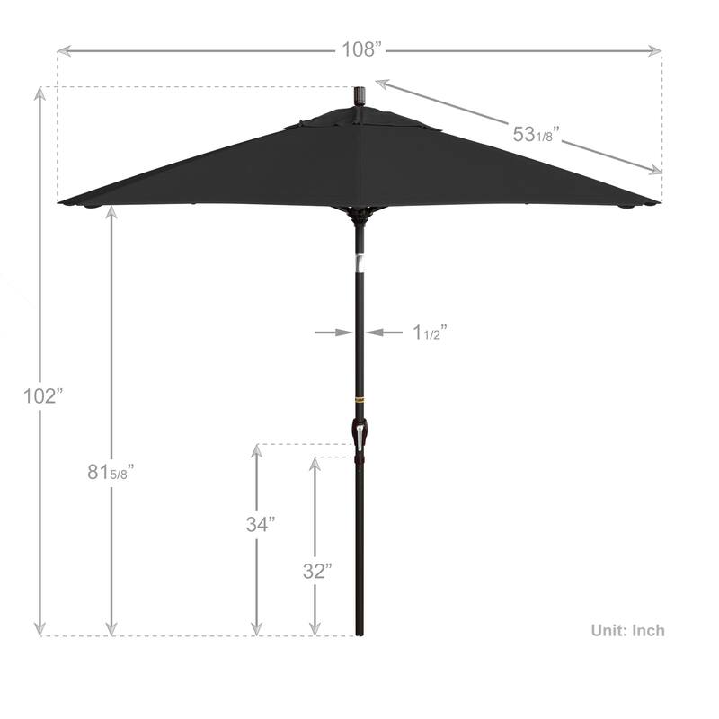 California Umbrella 9' Round Crank Lift Push Button Tilt Bronze Aluminum Patio Umbrella with Pacifica Pacific Blue Fabric