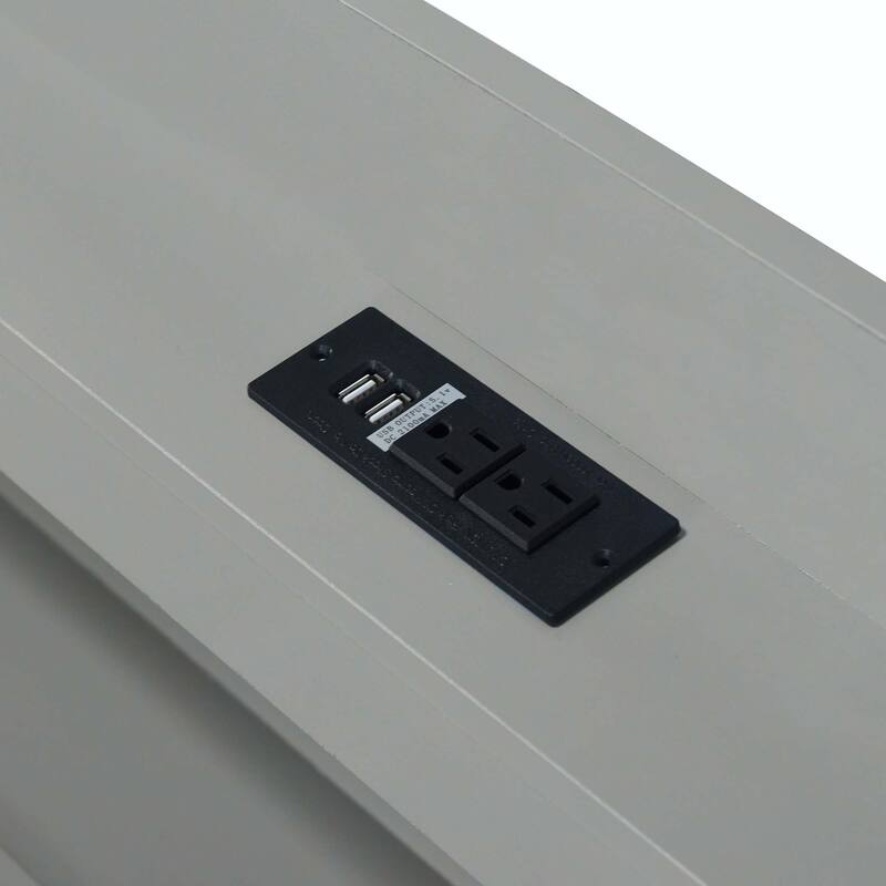 Platform Bed with Storage LED Headboard, Charging Station, Twin Size Trundle and 2 Drawers