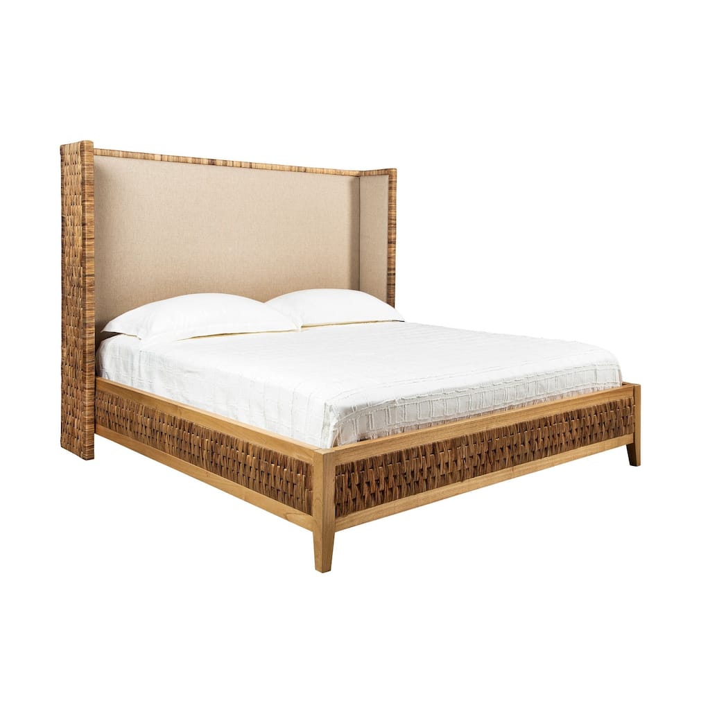 Furniture Classics Kimberly Natural Wood and Woven King Platform Bed