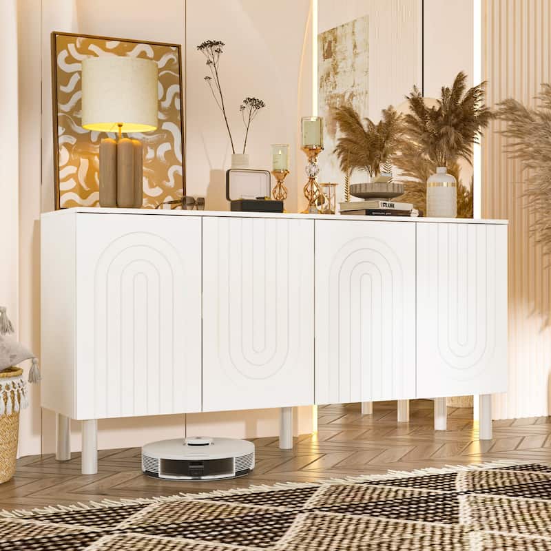 White Sideboard Bookcase Kitchen Cabinet Buffet Credenza End Table Whie/Black