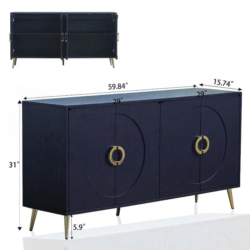 Modern Lacquered 4 Door Wooden Cabinet Sideboard Buffet