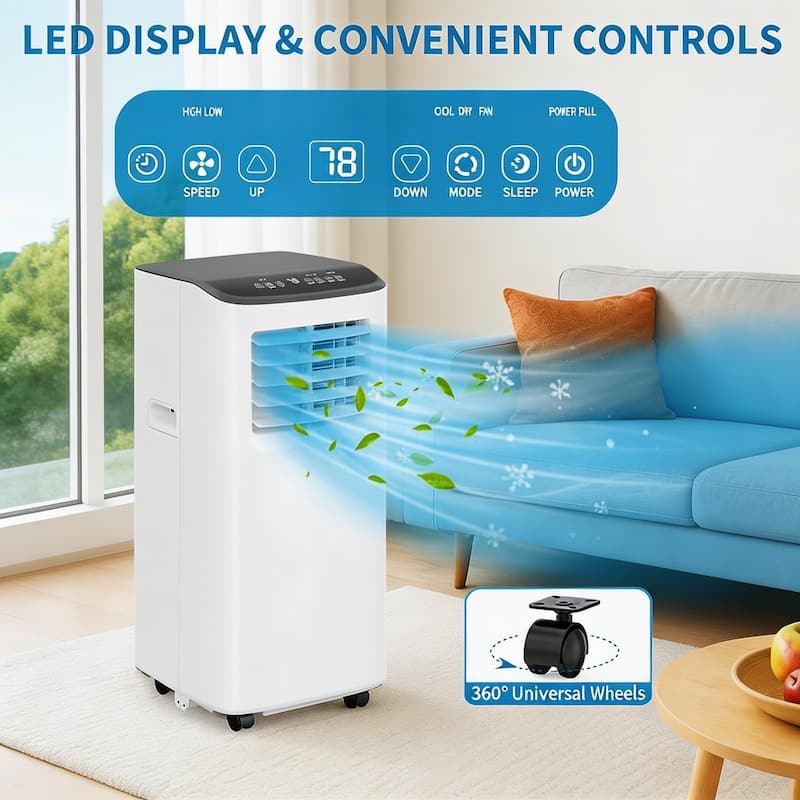3-in-1 Air Conditioners, with Cooling, Fan, and Dehumidifier, 8000 BTU