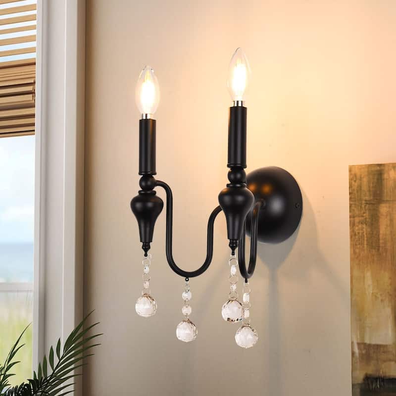 2 - Light Simple Round - Based Wall Sconce - Matte Black