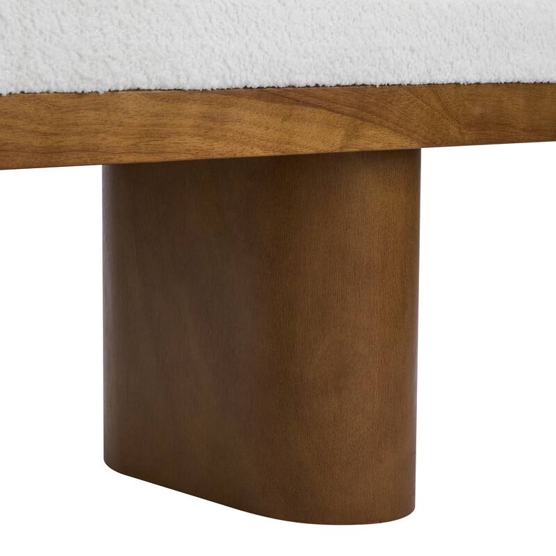 Christopher Knight Home - Monteria Modern 55.12" Upholstered Bench with Sculptural Cylindrical Wooden Leg & Padded Seat