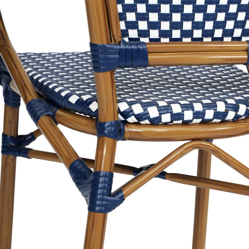 2 Pack All-Weather Commercial Paris Chairs with Bamboo Print Metal Frames