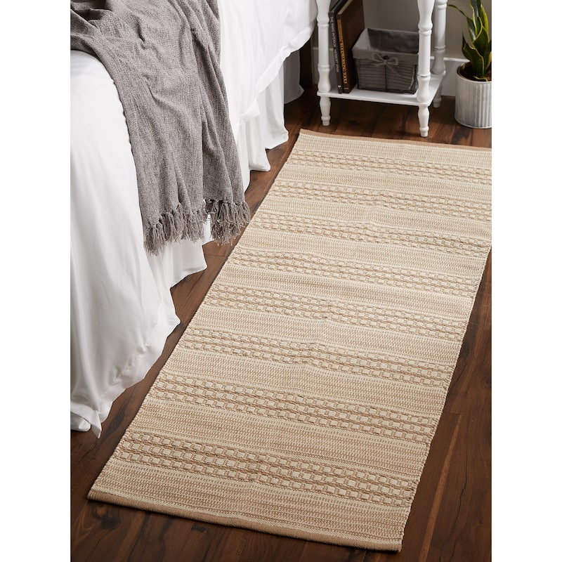 DII Stone Dobby Stripe Hand-Loomed Rug 2ft 6inx6 Ft - 36.0 In. L X 24.0 In. W X 0.2 In. H