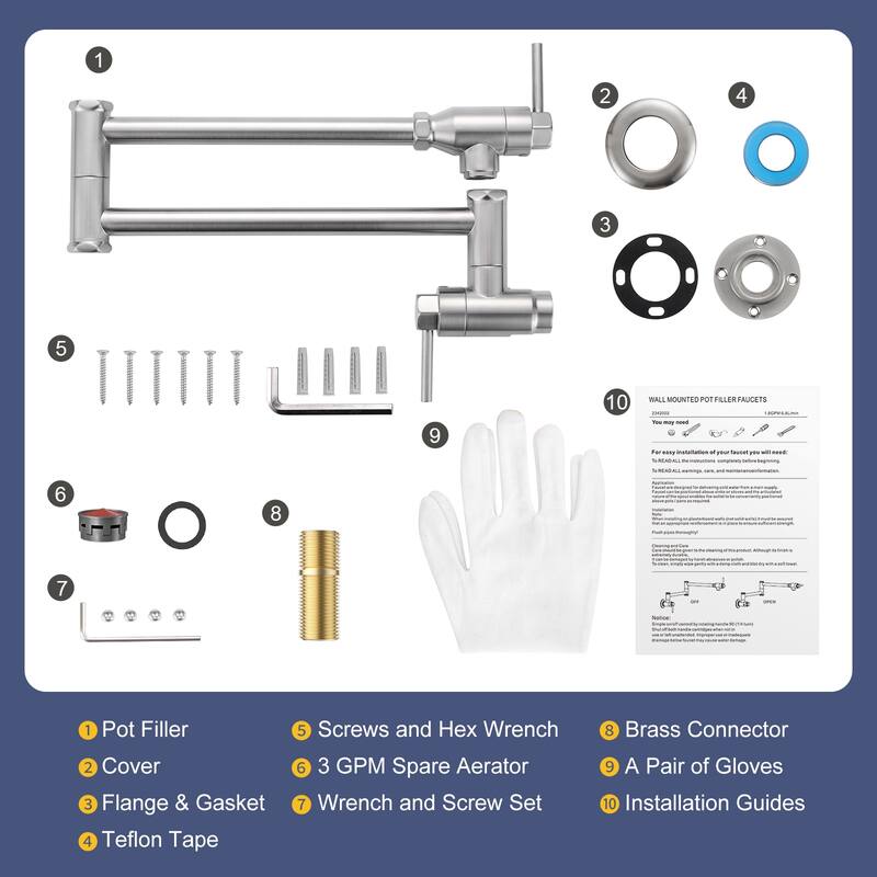 WOWOW Modern Foldable Filling Faucet with Dual-Joint Swivel Arm
