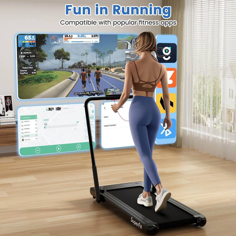 Superfit 3-in-1 Folding Treadmill with Smart Apps Remote Control LED - See Details