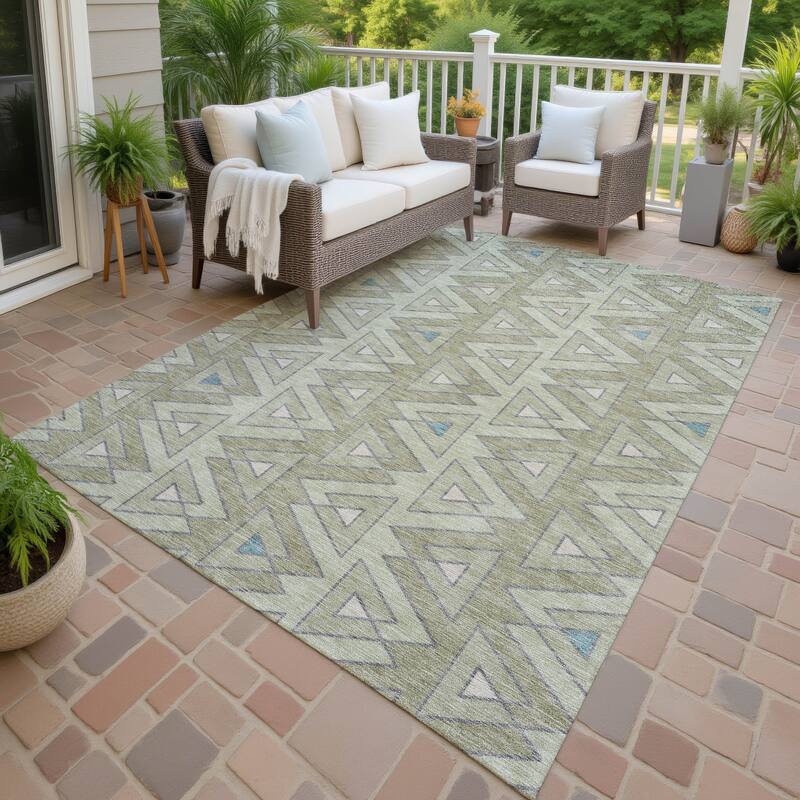 Machine Washable Indoor/ Outdoor Global Lyons Chantille Rug - Celery - 3' x 5'