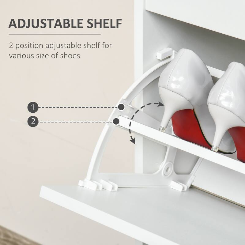 Modern Shoe Storage Rack Organizer Cabinet with Adjustable Shelves and Pull-Out Drawer for 16 Pairs, for Hallway and Entryway