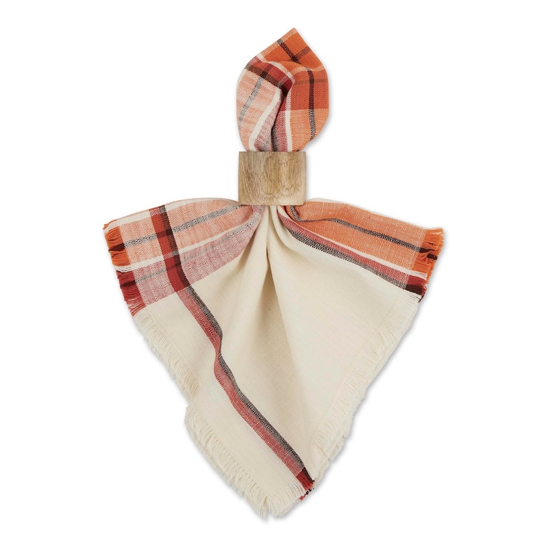DII Pumpkin Spice Plaid Border Napkin (Set of 6) - Napkin Set, 20x20"