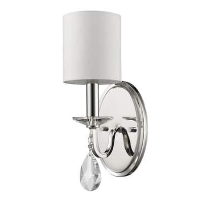 Silver Linen Shade Silver Steel 3 Light Flush Mount Wall Sconce LED - 6” x 5” x 13.75” (D x W x H)