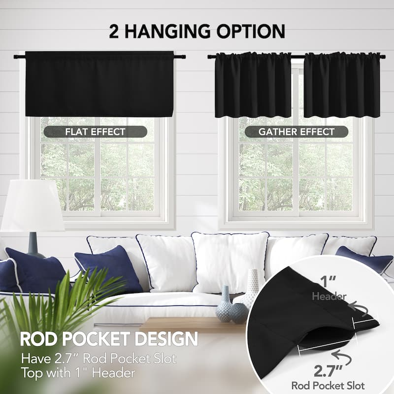 Deconovo Cafe Curtains Rod Pocket Window Short Drapes Tier Pair