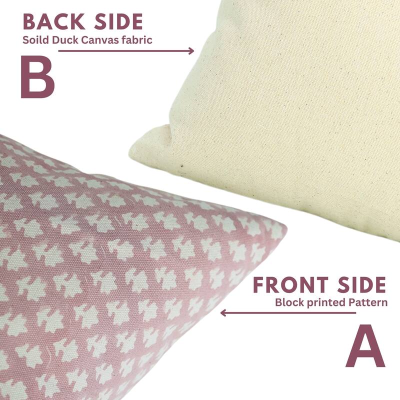 Fabdivine Hand Block Print Pillowcase in Cotton for Hotel Floral Cushion Cover Farmhouse Throw Décor, Coastal Tulip