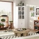 preview thumbnail 67 of 82, White Buffet Sideboard & Curio Bookcase Cabinet with Glass Doors