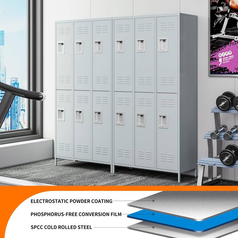 2 Tier Metal Lockers with 6 Doors for Employee School Gym
