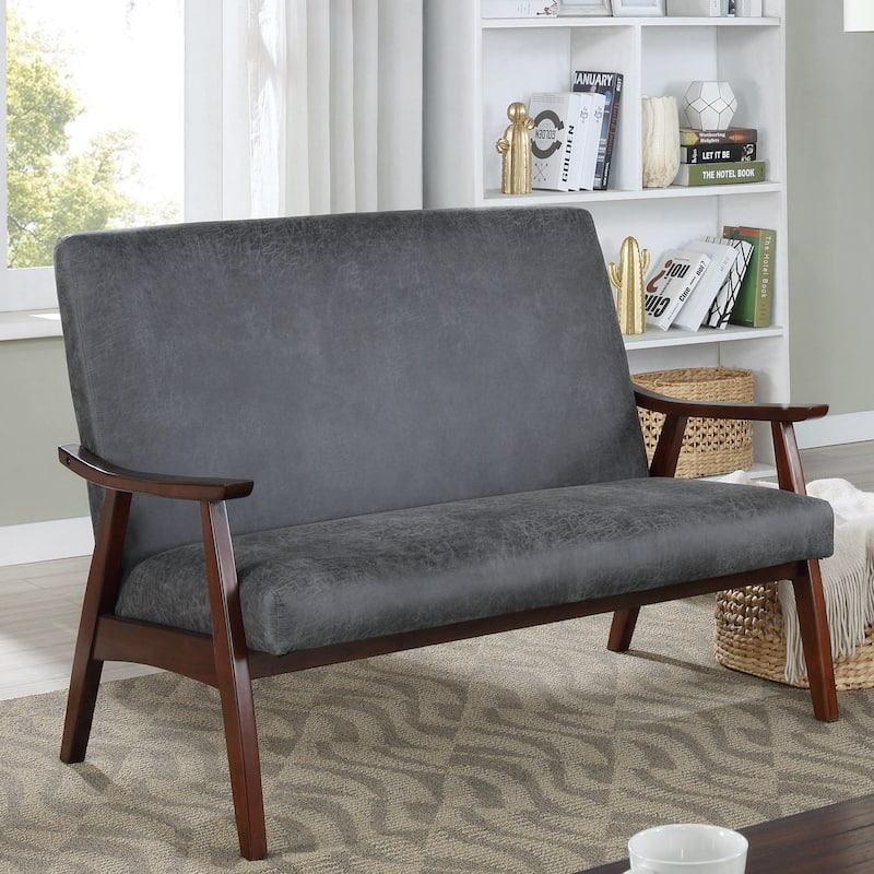 Balf Contemporary Faux Leather Loveseat Bench by Furniture of America
