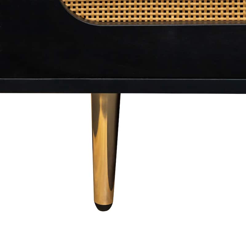 GDF Studio - Shinny Modern Rattan Sideboard Buffet Cabinet with Adjustable Shelves and Storage Doors - 70.87