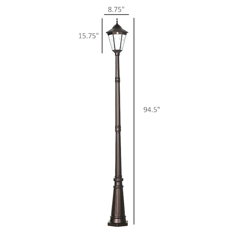 Outsunny 94.5" Solar Lamp Post Light, Dusk to Dawn Vintage Style Street Light, Aluminum Solar Powdered Lamp, PIR Motion Sensor