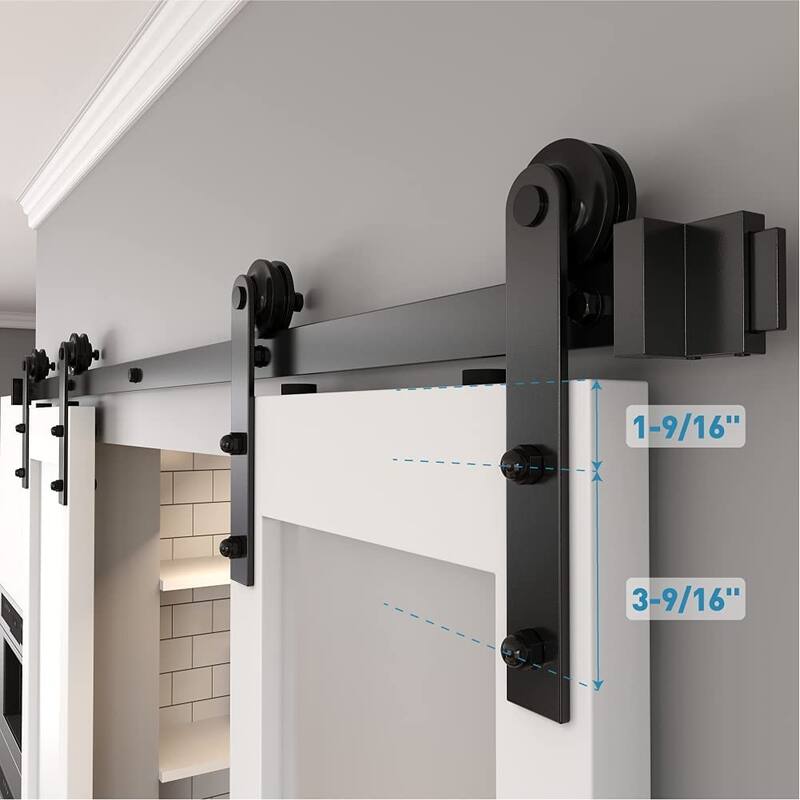 WINSOON 4-14 FT Sliding Barn Door Hardware Track Kit for Double Doors I Style Rollers